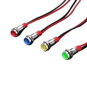 Petite <span class=keywords><strong>diode</strong></span> LED métallique industrielle de 6/8/10/12 mm, indicateur de signal, étanche IP65 avec <span class=keywords><strong>fil</strong></span> rouge, 36 V, durée de vie de 50 000 heures - Product Image 1