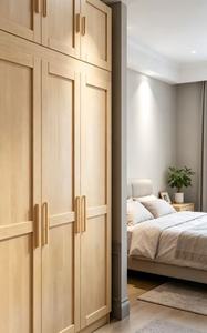 Modern Wooden <b>Wardrobe</b> Shaker Style Hinged Doors Wood Handles Freestanding <b>Large</b> Capacity Bedroom Furniture Scandinavian Design - Product Image 2