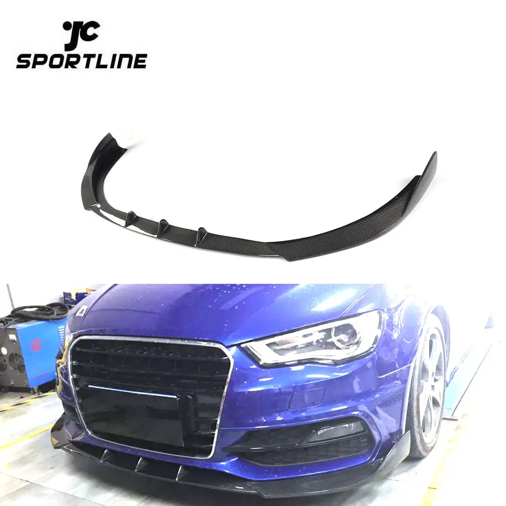 Carbon Fiber Front Lip Splitter Spoiler For Audi S3 A3 Sline 8V Hatchback 2014 2015