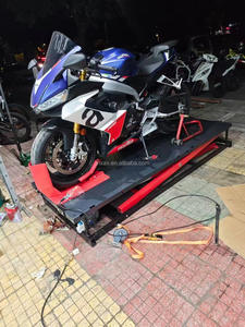 오토바이 리프트 가위 원 실린더 유압 스틸 전기 드라이브 400KG 용량 37.8 ''리프트 높이 - Product Image 5