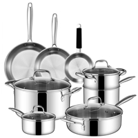 Ensemble de casseroles de haute qualité en acier inoxydable antiadhésif, 12 pièces, ensemble de cuisine de luxe pour le camping