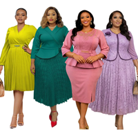Robe grande taille plissée unie, élégante et tendance, pour le commerce international