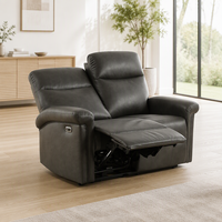Canapé fonctionnel moderne en similicuir gris foncé, fauteuil inclinable de détente