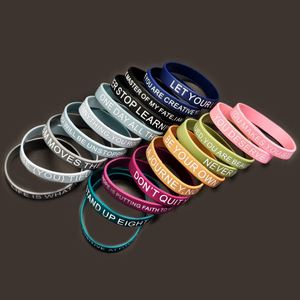 Bracelets en silicone avec citation inspirante, bracelets en caoutchouc colorés pour femmes, hommes, adolescents, cadeaux pour le bureau, les fêtes - Product Image 2
