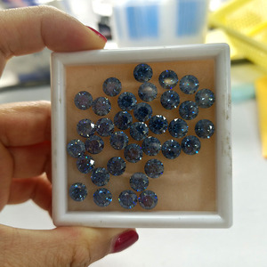 Gemas Sintéticas de Moissanita Azul Creadas en Laboratorio, Piedras Preciosas Sueltas Redondas de 5~10 mm para la Elaboración de Joyería Fina - Product Image 3