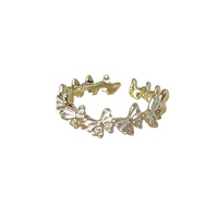 Womens French-style Colorful Enamel Copper butterfly Ring Non-fading Niche Light Luxury High-end Feel Adjustable Open-ring
