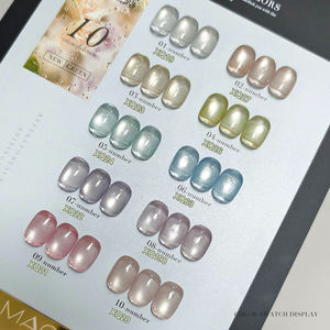 Set de 10 Esmaltes de Uñas en Gel Efecto Ojo de Gato, Color Marrón Rojizo, con Tarjeta de Exhibición Acrílica, Kit de Esmalte de Uñas en Gel Removible AILANUO Super Brillante - Product Image 5