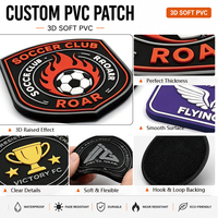 Patch de football personnalisé en PVC souple, logo d'équipe de football, patch rond en caoutchouc, logo noir et blanc