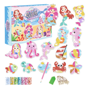 Porte-clés de peinture diamantée DIY fait main, licorne sirène, pendentif autocollant diamanté pour enfants - Product Image 1