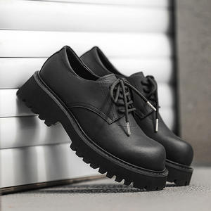 Nouvelles Chaussures Derby pour Hommes, Style Parisien, à Talon Épais et Rehaussant, en Cuir Noir, Style Preppy Britannique, Haut de Gamme, Tendance, pour le Campus - Product Image 3