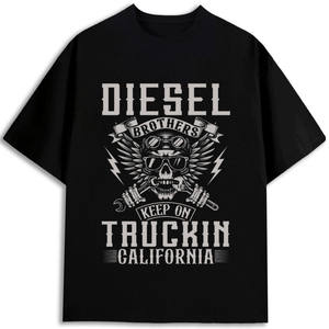 Diesel Brothers Keep On Truckin California T-shirt en coton pour homme à manches courtes avec motif imprimé, jersey anti-rétrécissement 180 g/m² - Product Image 1