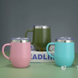 Taza de Café y Vaso para Vino con Recubrimiento en Polvo de 12 oz, Personalizado para Regalo de Empleados de Bodas y Fiestas, para Bebidas Frías y Calientes, con Tapa y Asa - Product Image 3