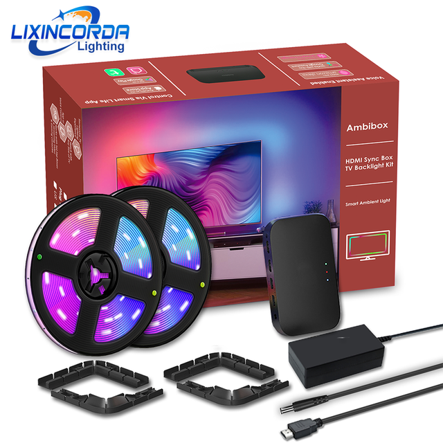 Ambient Rgb Led Strip Lights Kit For Tv Pc For Devices Smart Usb Rgb Tape Screen Sync With Alexa/google Compatible With Box