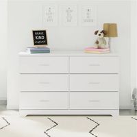 Commode blanche à 6 tiroirs, commode en bois blanc, armoires de chambre à coucher, commode avec rangement, 6 tiroirs