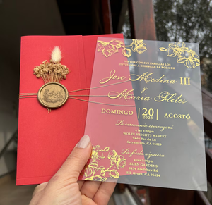 Nguồn Cung Cấp Đám Cưới Tùy Chỉnh Quinceanera Lời Mời Trong Suốt Acrylic Thiệp Mời Đám Cưới Với In Ấn Hoặc Vàng Lá Phong Bì - Product Image 3