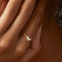 Bague fleur papillon trèfle personnalisable pour femme en argent sterling 925 or 18K/14K zircon bague de mariage empilable coeur
