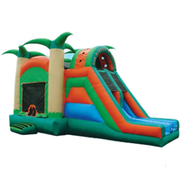 Structure gonflable Justfun JFIC-282 avec toboggan double piste humide/sèche, piscine amovible et installation facile
