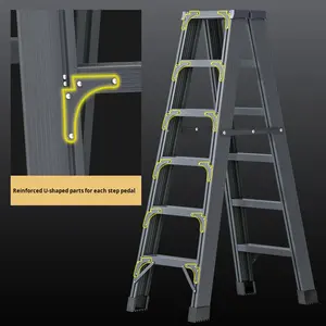 A型アルミ合金製 室内多機能 厚型折りたたみ式両面エンジニアリングクライミングラダー 耐荷重150kg 2m - Product Image 4