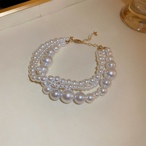 होवसाक कस्टम सोने ने एकल ताजा पानी मोती कंगन ट्रेंडी कई परत वाइंडिंग स्ट्रिंग बेडेड ब्रेसलेट थोक - Product Image 5