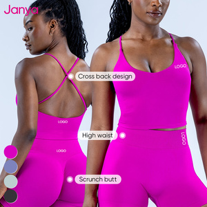 Conjunto Deportivo Janya de Nylon Mate, Top Deportivo sin Espalda de Alta Elasticidad, Shorts de Yoga sin Costuras con Efecto Push-Up para <span class=keywords><strong>Mujer</strong></span> - Product Image 3