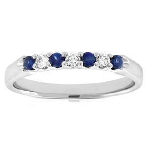 Anillo de Compromiso de Plata de Ley 925 con Seis Piedras de Zafiro, Joyería con Circonita Cúbica, Corte Ovalado Natural - Product Image 3