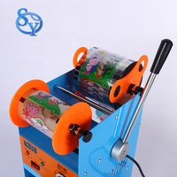 Machine de scellage manuelle électrique pour coupes de crème glacée et de boba, 80 mm, thermoscellage pour emballages de boissons et cartons, en bois, 110V/220V