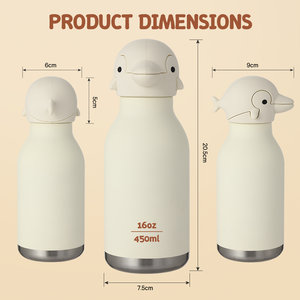 Botella de Agua Everich de 450 ml para Niños, Doble Pared, 18/8, 304SUS, Libre de BPA y a Prueba de Fugas, Diseño con Forma de Animal para el Regreso a Clases - Product Image 4