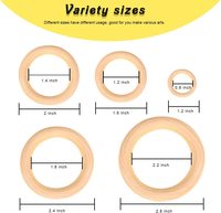 50 Pcs Unfinished Solid Wooden Rings for Craft, Ring Pendant and Connectors Jewelry Making Wooden Round Jewelry Ornament