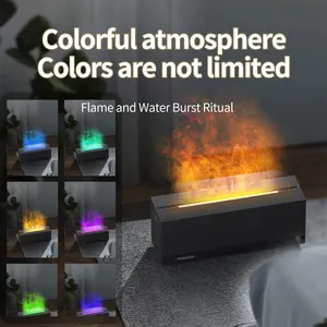 ホットな新着3D7色LED火炎アロマセラピー空気加湿器マシンエッセンシャルオイルアロマディフューザー