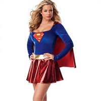 Damen Superhelden-Kostüm aus Samt/Lackleder - Langärmliges Cape Mini-Kleid Bühnenoutfit Großhandel