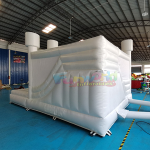 Commercial grade outdoor <b>inflatable</b> wedding <b>bouncer</b> modern white bounce house combo with slide - Product Image 4