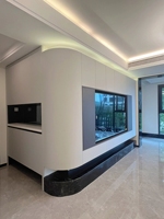 Mueble de TV Moderno con Cajones de Almacenamiento LED, Estantes Abiertos, Madera de Nogal Flotante para Sala de Estar, Personalizado