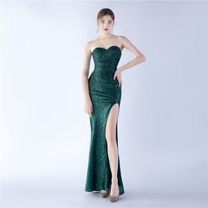 Robe de soirée blanche à paillettes pour femmes, robe maxi formelle à fente haute, taille XL, robe de soirée tube pour jeunes femmes, livraison directe - Product Image 4