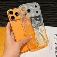 Coque de téléphone papillon à perles dégradées avec bord ondulé et motif diamant pour iPhone 17 Air 16 15 14 13 Pro Max, protection antichoc