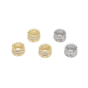 Perles d'espacement rondes en cuivre plaqué or 18 carats avec zircon, accessoires de bijoux DIY pour la fabrication de bracelets - Product Image 5