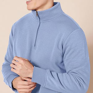 Sudadera Personalizada de Secado Rápido para Hombre, con Capucha, Cierre de Cremallera de un Cuarto, Manga Larga, Color Sólido, Bordada, Deportiva, 100% Algodón de Punto - Product Image 1