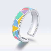 Coloré goutte bague ouvertures créent élégant 925 argent géométrique main ornement BSR126