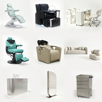 Ensemble d'équipements pour salon de beauté : fauteuil de massage électrique, fauteuil de coiffure, fauteuil de lavage, fauteuil de réception en acier inoxydable, fauteuil de pédicure et spa