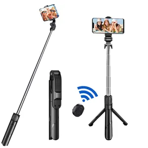 BT Wireless Selfie treppiede estensibile Selfie Stick supporto per telefono in lega di alluminio otturatore per telecomando per Smartphone