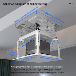 Support de projecteur motorisé dissimulé 1m/1.5m, support de plafond universel 1/4 en métal premium à rétraction automatique avec télécommande - Product Image 5