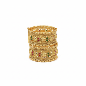 PADMAWATI Luxury Tungsten Gold Plated Original Multi Color Indian Bridal Wedding Anniversary Party Wear Women Gift Bangles Set - Product Image 2