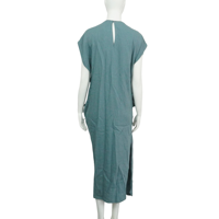 Robe mi-longue décontractée à col en V pour femmes taille unique solide respirant taille naturelle avant Logo lin été à manches courtes