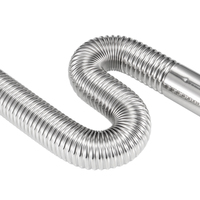 Tuyau de vidange flexible en acier inoxydable et laiton poli, à ressort, avec siphon en S, résistant à la corrosion, 50/80 cm, pour cuisine et salle de bain