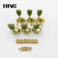 HIVE Mécaniques d'accordage semi-encloses 3R3L style rétro en jade pour guitares électriques et folk, pour remplacement de mécaniques de guitares électro-acoustiques