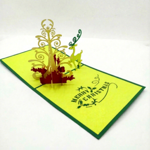 Carte de vœux personnalisée ANN HANDICRAFT MC066 en papier gaufré 3D pop-up écologique, de forme rectangulaire, d'origine vietnamienne, avec vernis mat - Product Image 1