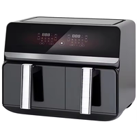 Friteuse à air sans huile à grande capacité 12L avec double panier, sans BPA, numérique, pour cuisiner pizza, poulet frit