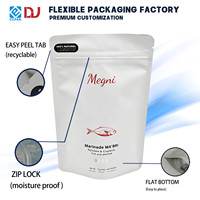 Sachet d'emballage alimentaire mat blanc de qualité alimentaire pour filets de poisson séché, sachet refermable à fermeture éclair pour fruits de mer, viande et snacks