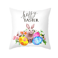 Maßgefertigter Osterhase & Ei Bedruckter Kissenbezug, Niedlicher Cartoon-Samt-Sofakissenbezug, Pfirsichhaut-Schlafzimmer-Rückenkissen