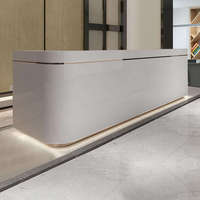 Bureau de réception moderne en bois massif de luxe en platine pour salon, institut de beauté, hôtel, spa, magasin, salle de sport et hôpital
