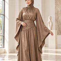 EVE013 Robe longue en satin de haute qualité à manches chauve-souris, vêtements musulmans islamiques haut de gamme, hijabs, style décontracté, quotidien